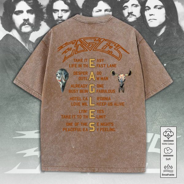 Eagles Band 2D Acid Washed Cotton Shirt - ANHNV 4985