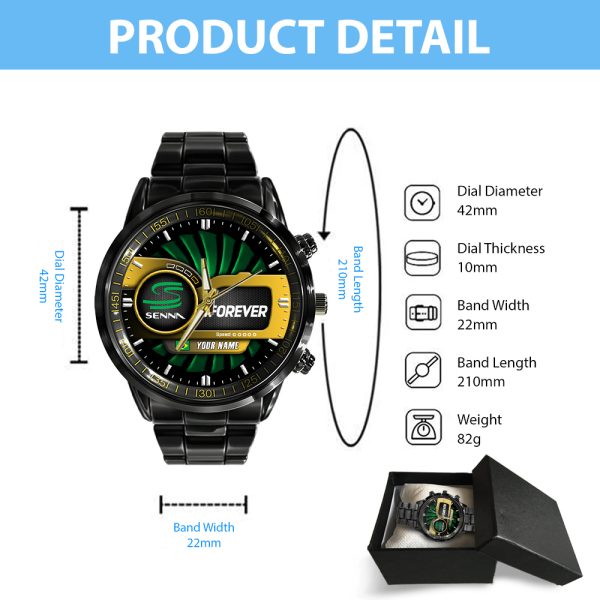 Personalized Ayrton Senna Black Stainless Steel Watch - TANTN 7616