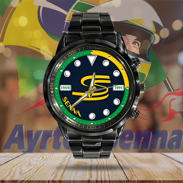 Ayrton Senna Black Stainless Steel Watch - HOATT 5682