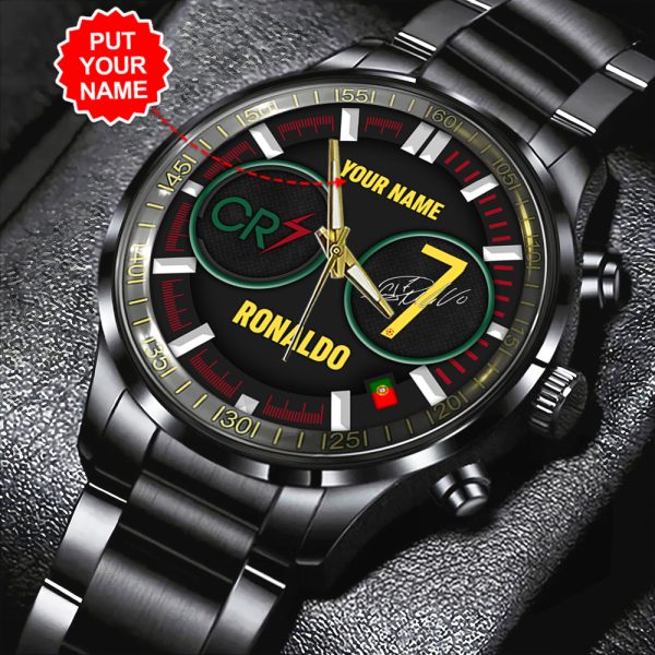 Personalized Cristiano Ronaldo x Portugal National Football Team Black Stainless Steel Watch - HOATT 5450