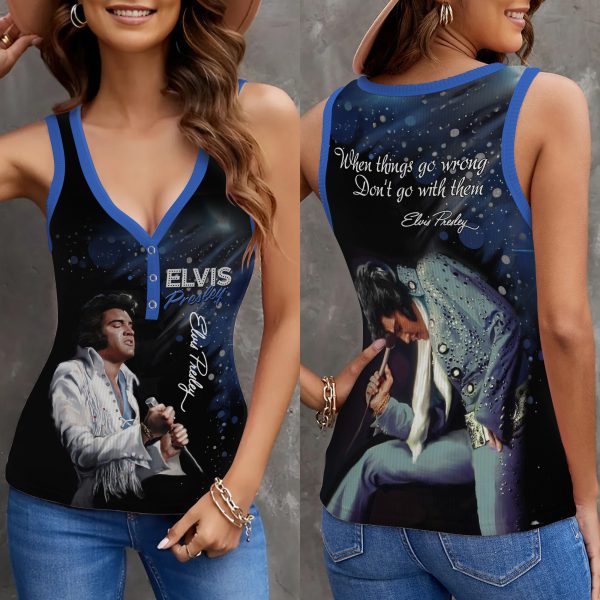 Elvis Presley Women V-Neck Ribbed Tank Top - HOATT 5487