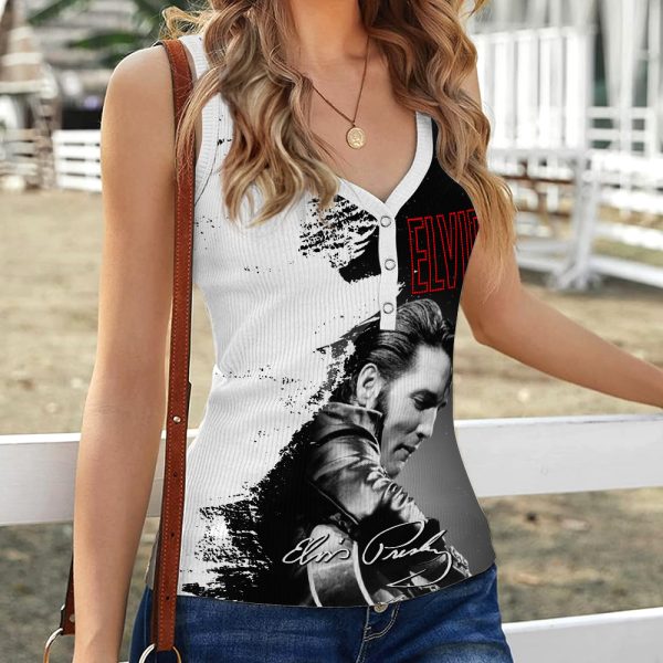 Elvis Presley Women V-Neck Ribbed Tank Top - MAITM 7272