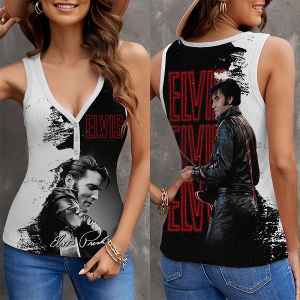 Elvis Presley Women V-Neck Ribbed Tank Top - MAITM 7272