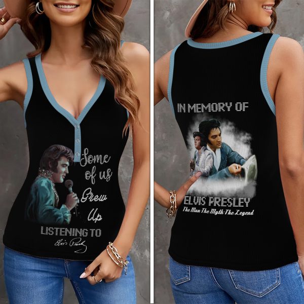 Elvis Presley Women V-Neck Ribbed Tank Top - HOATT 5467