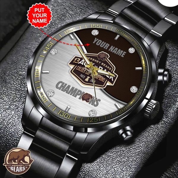 Personalized Hershey Bears Black Stainless Steel Watch - HOATT 5405