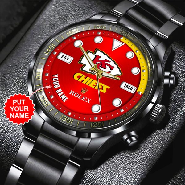 Personalized Kansas City Chiefs x Rolex Black Stainless Steel Watch - MAITM 7353