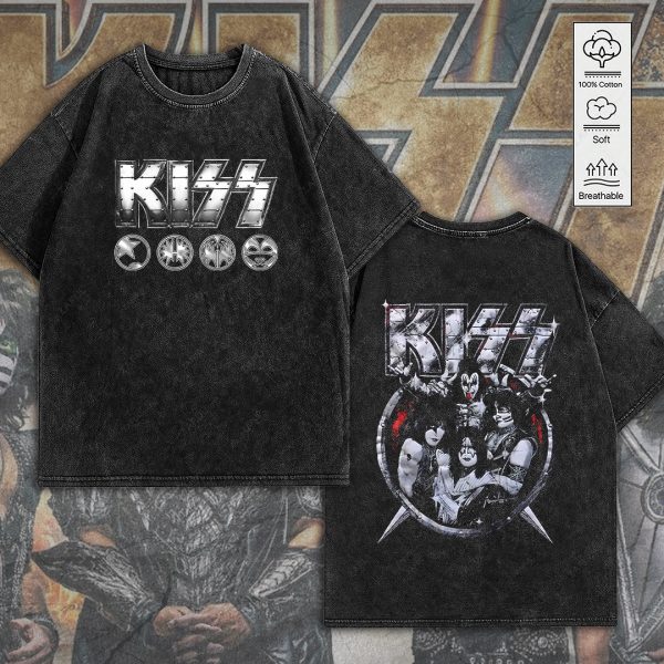 Kiss Band 2D Acid Washed Cotton Shirt - HOATT 5636