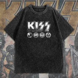 Kiss Band 2D Acid Washed Cotton Shirt - HOATT 5636