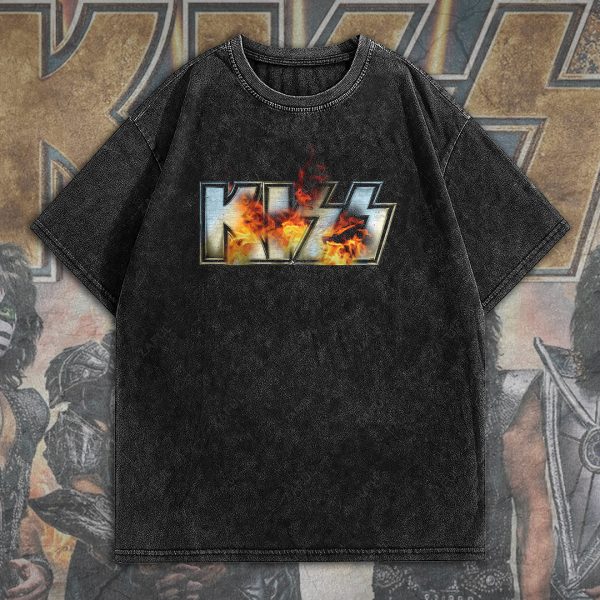 Kiss Band 2D Acid Washed Cotton Shirt - HOATT 5637