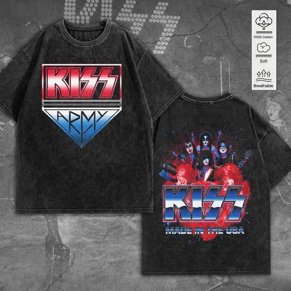 Kiss Band 2D Acid Washed Cotton Shirt - TANTN 7560