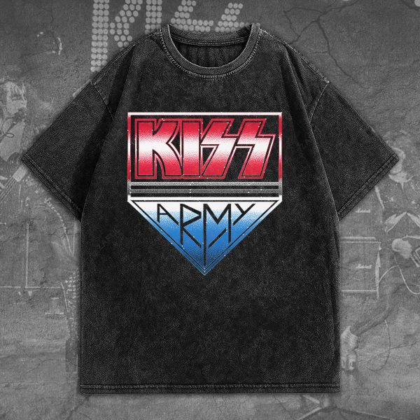 Kiss Band 2D Acid Washed Cotton Shirt - TANTN 7560