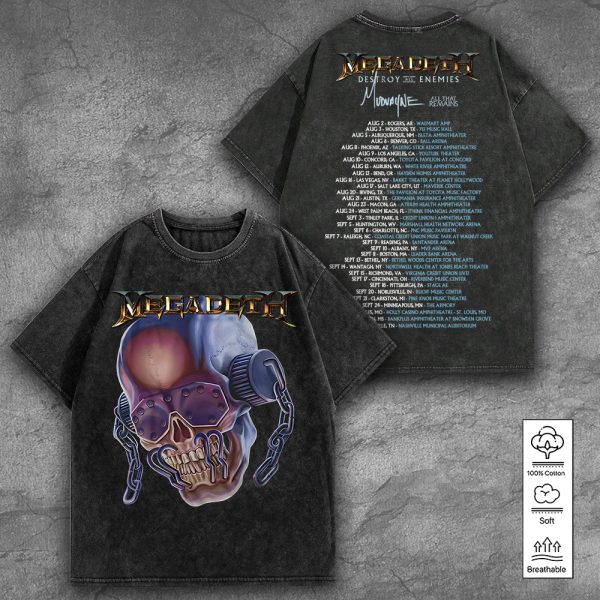 Megadeth Band 2D Acid Washed Cotton Shirt - TANTN 7564