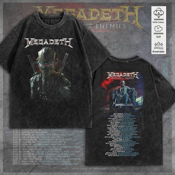 Megadeth Band 2D Acid Washed Cotton Shirt - TANTN 7565