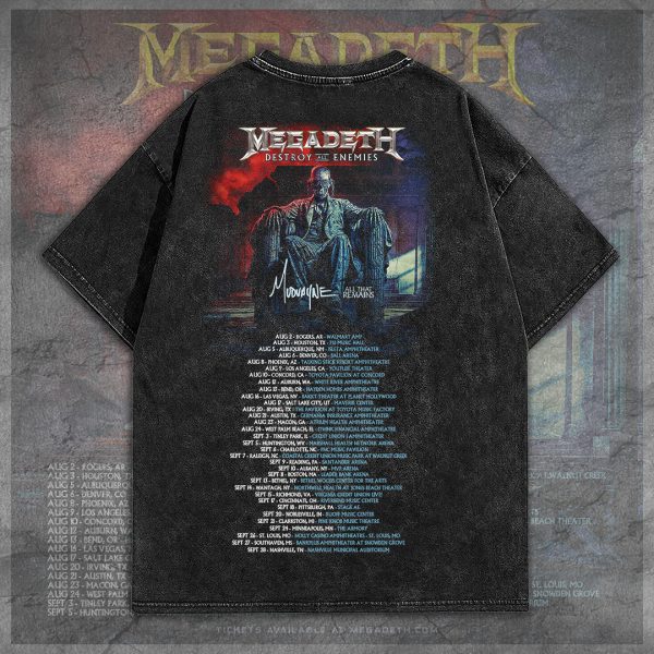 Megadeth Band 2D Acid Washed Cotton Shirt - TANTN 7565