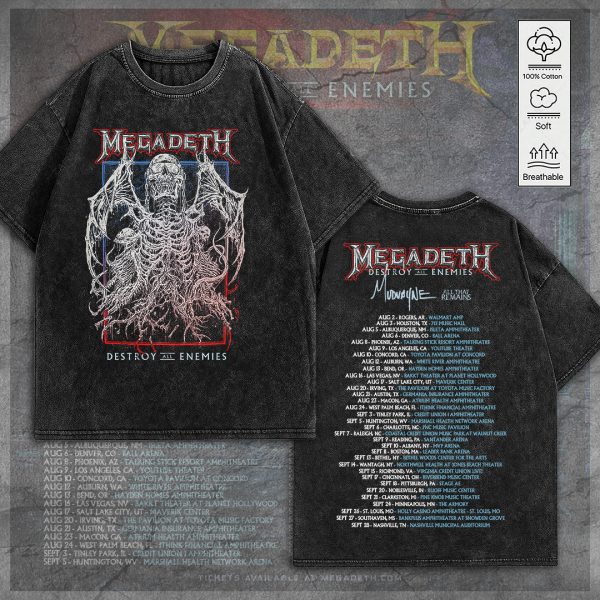 Megadeth Band 2D Acid Washed Cotton Shirt - TANTN 7566