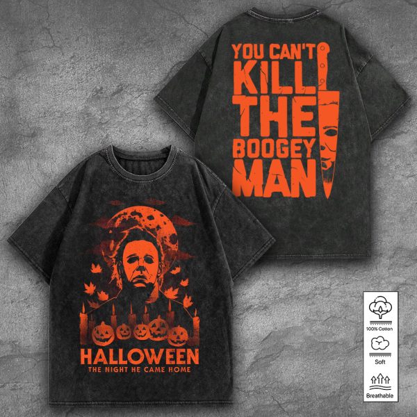 Halloween x Michael Myers 2D Acid Washed Cotton Shirt - GNE 848