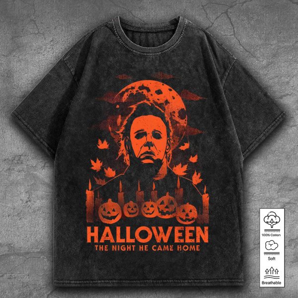 Halloween x Michael Myers 2D Acid Washed Cotton Shirt - GNE 848