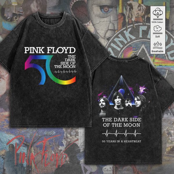 Pink Floyd 2D Acid Washed Cotton Shirt - HOATT 5645