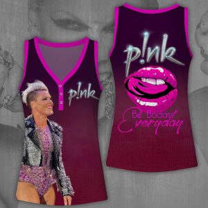 P!nk Women V-Neck Ribbed Tank Top - VANDH 3162