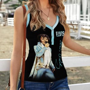 Elvis Presley Women V-Neck Ribbed Tank Top - MAITM 7619