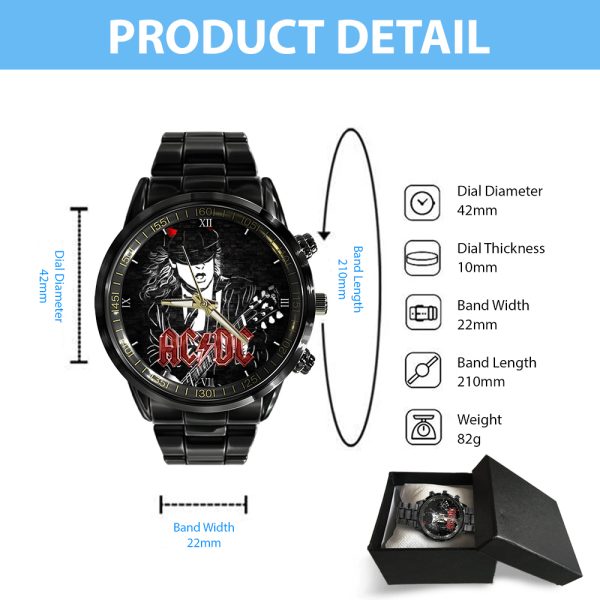 AC/DC x Angus Young Black Stainless Steel Watch - GNE 960