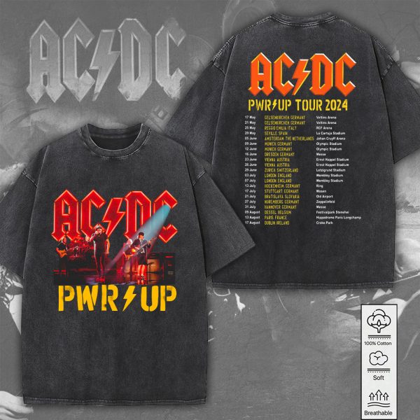 AC/DC 2D Acid Washed Cotton Shirt - MAITM 7715