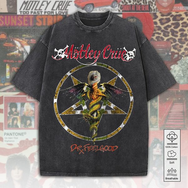 Mötley Crüe 2D Acid Washed Cotton Shirt - ANHNV 5028