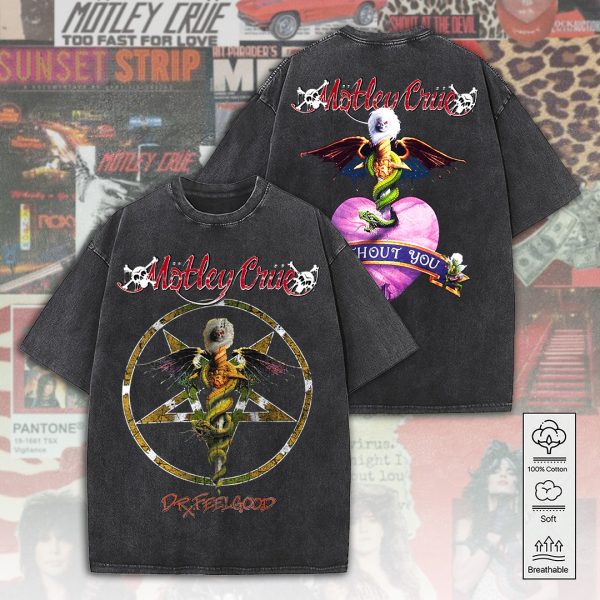 Mötley Crüe 2D Acid Washed Cotton Shirt - ANHNV 5028