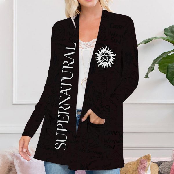 Supernatural Women's Patch Pocket Cardigan - ANHNV 5128