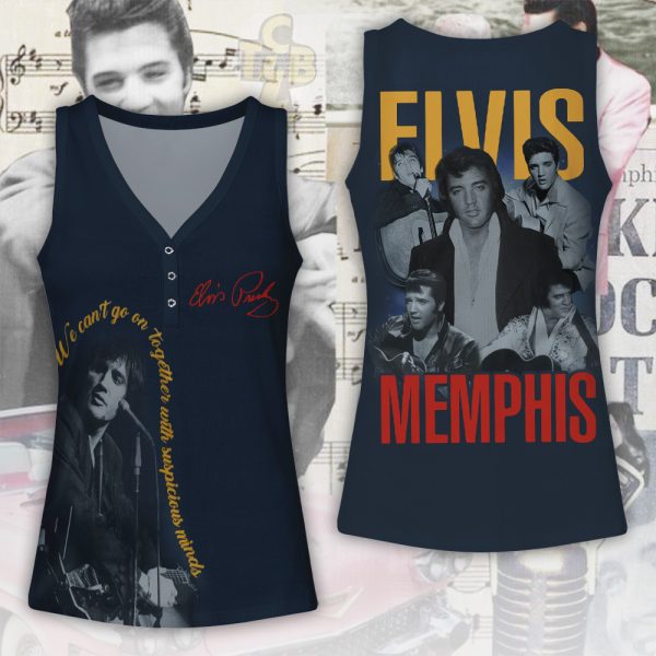 Elvis Presley Women V-Neck Ribbed Tank Top - ANHNV 5166