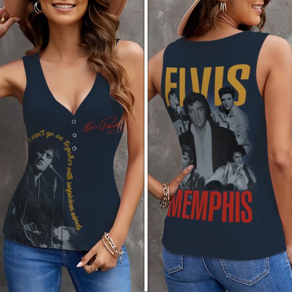 Elvis Presley Women V-Neck Ribbed Tank Top - ANHNV 5166