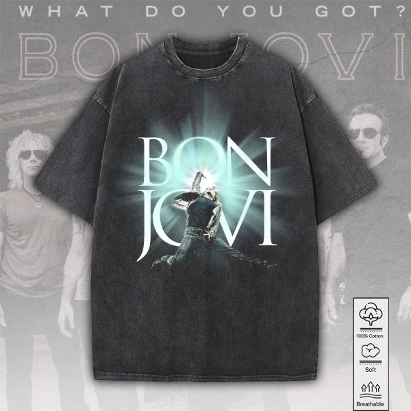 Bon Jovi 2D Acid Washed Cotton Shirt - MAITM 7642