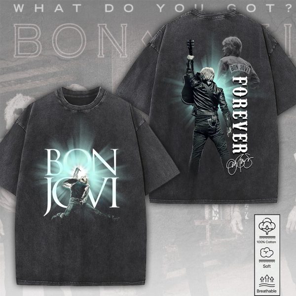 Bon Jovi 2D Acid Washed Cotton Shirt - MAITM 7642