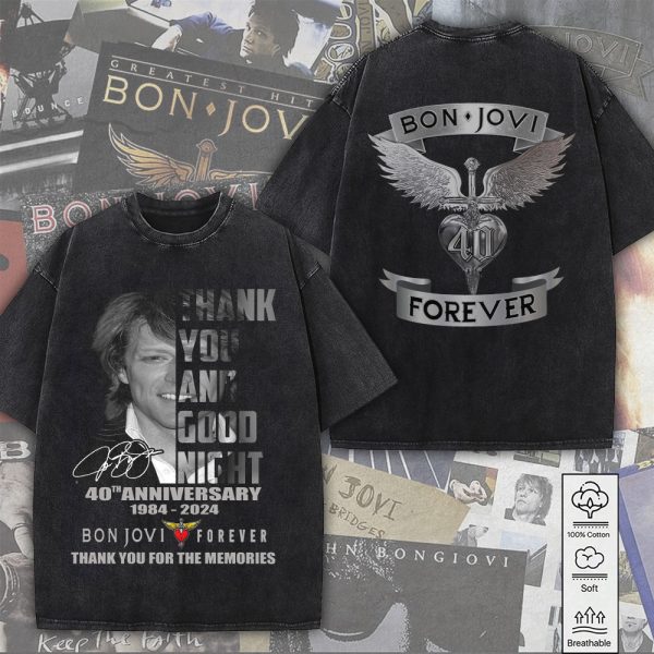 Bon Jovi 2D Acid Washed Cotton Shirt - MAITM 7721