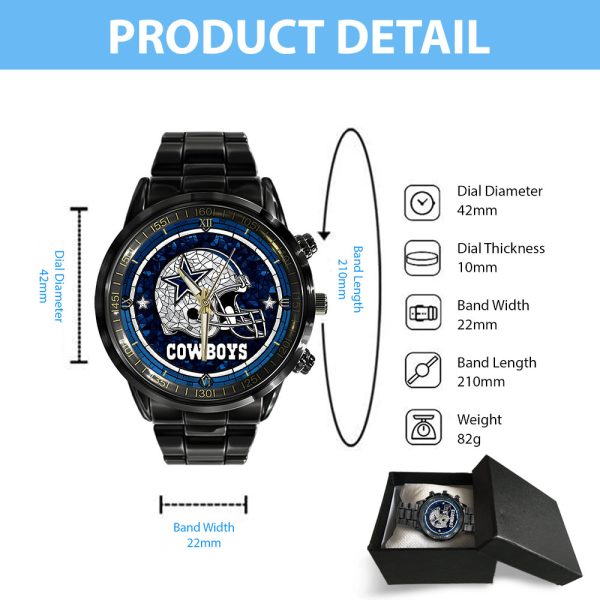 Dallas Cowboys Black Stainless Steel Watch - HOATT 5843