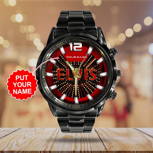 Personalized Elvis Presley Black Stainless Steel Watch - TANTN 7947