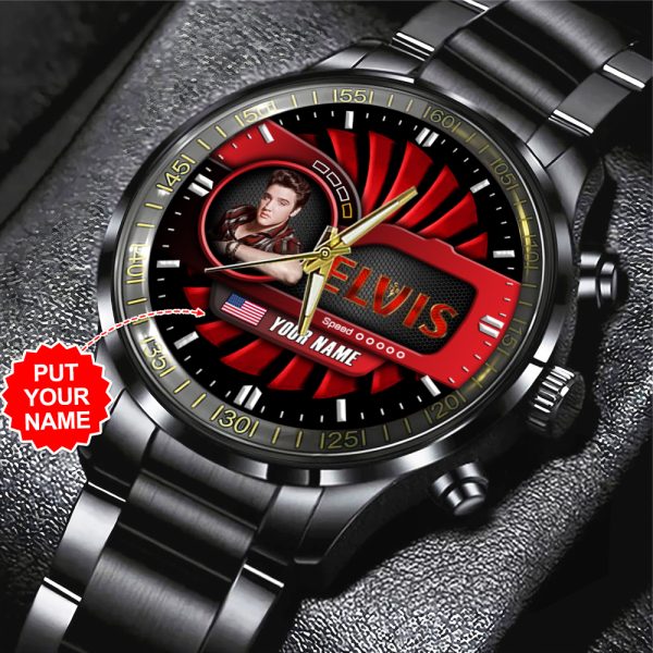 Personalized Elvis Presley Black Stainless Steel Watch - TANTN 7949