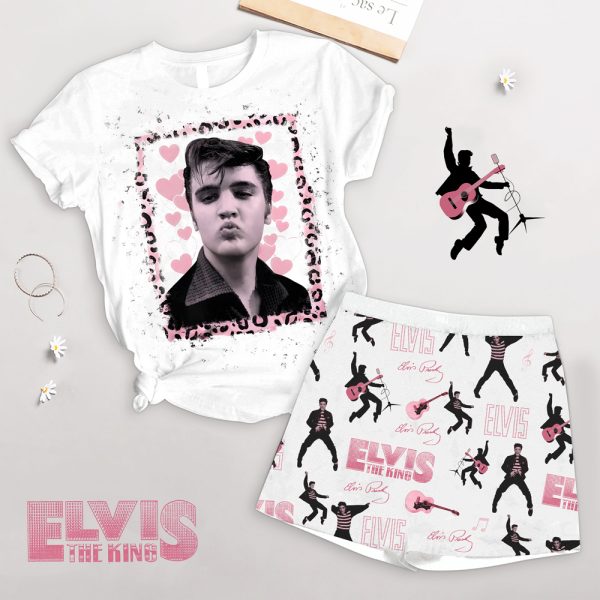 Elvis Presley Women O-Neck T-Shirt and Casual Shorts Set - MAITM 7585