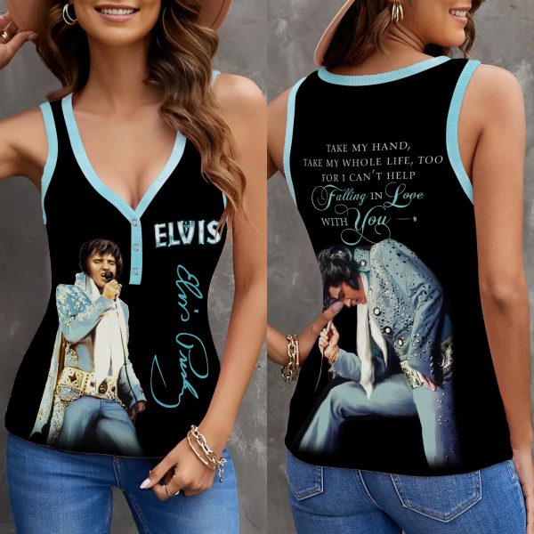 Elvis Presley Women V-Neck Ribbed Tank Top - MAITM 7619