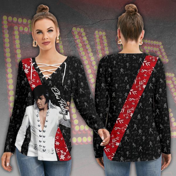 Elvis Presley Women's Long Sleeve Neckline Tie Sweatshirt - HOATT 5894