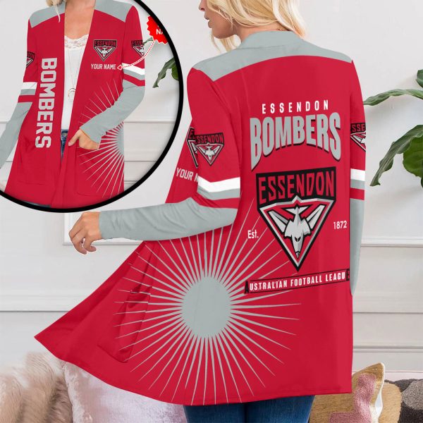 Personalized Essendon FC Women's Patch Pocket Cardigan - MAITM 7828