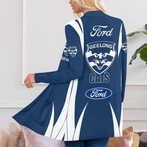 Personalized Geelong Football Club Women's Patch Pocket Cardigan - MAITM 7925