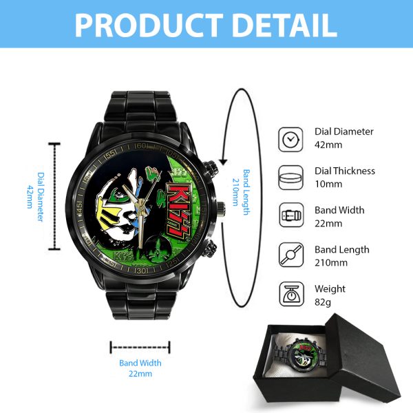 Kiss Band Black Stainless Steel Watch - TANTN 7774