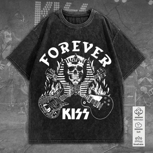 Kiss Band 2D Acid Washed Cotton Shirt - TANTN 8002