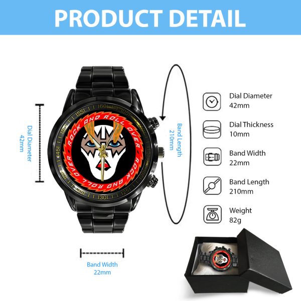 Kiss Band Black Stainless Steel Watch - TANTN 7769