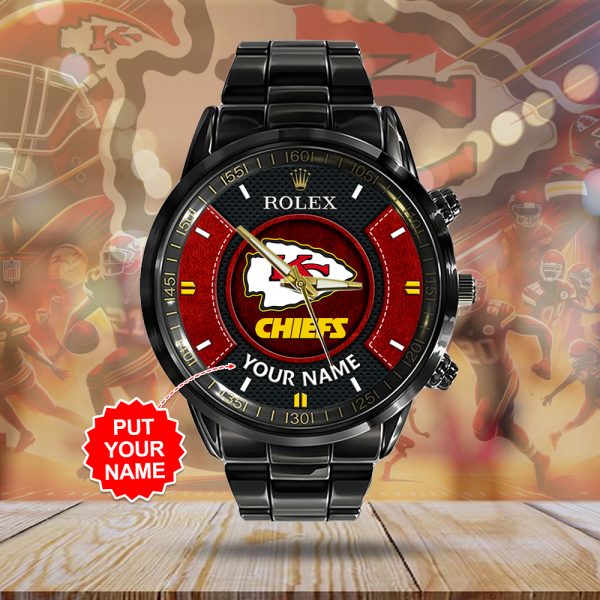 Personalized Kansas City Chiefs x Rolex Black Stainless Steel Watch - MAITM 7610