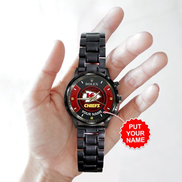 Personalized Kansas City Chiefs x Rolex Black Stainless Steel Watch - MAITM 7610