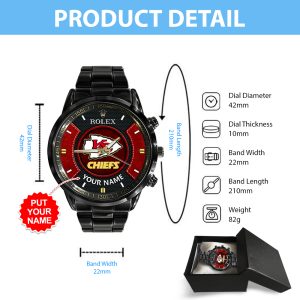 Personalized Kansas City Chiefs x Rolex Black Stainless Steel Watch - MAITM 7610