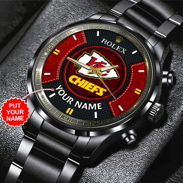 Personalized Kansas City Chiefs x Rolex Black Stainless Steel Watch - MAITM 7610