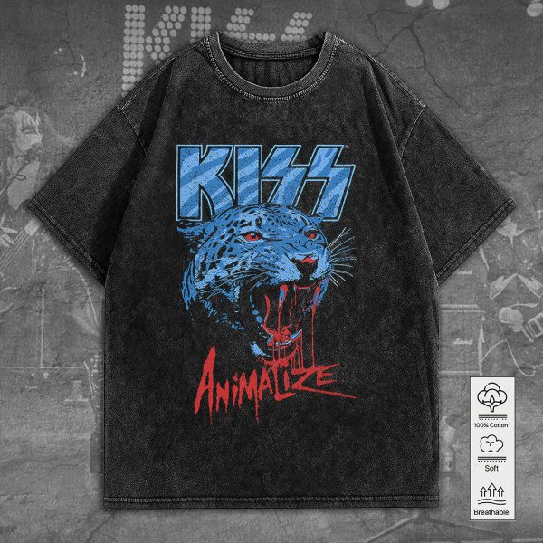 Kiss Band 2D Acid Washed Cotton Shirt - TANTN 7634